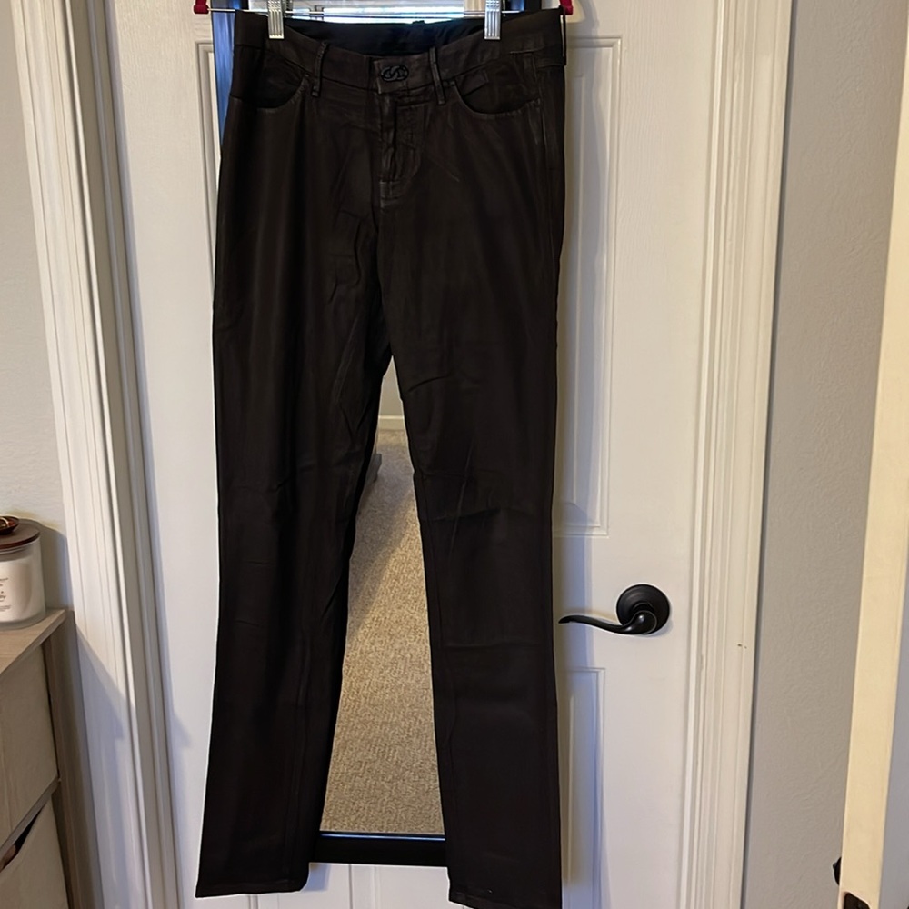 VINTAGE Dwell Brown Wax Coated Stretch Denim Jeans Skinny ~ 28